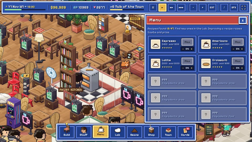 The menu panel